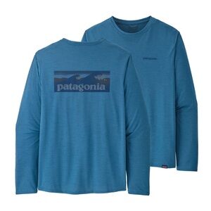 Patagonia Men's Blue Long-Sleeved Capilene Cool Daily Graphic Shirt size Medium